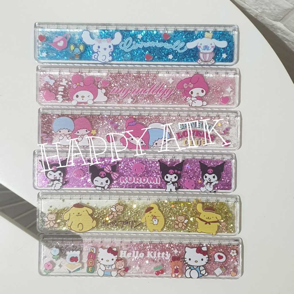 

PENGGARIS AIR / GARISAN/ RULER - 20cm QUICKSAND RULER SANRIO KUROMI MELODY CINNAMONROLL HELLO KITTY TWIN STAR