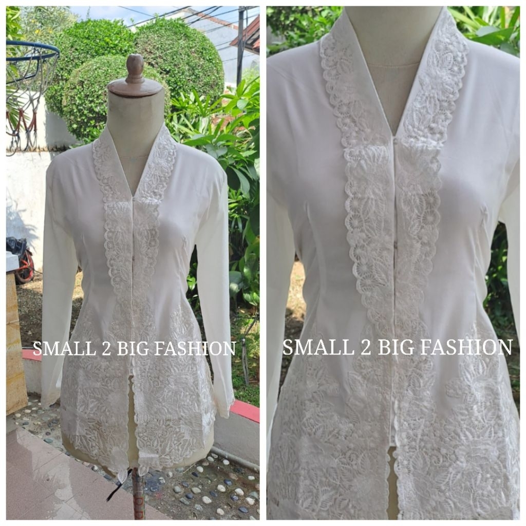 Kebaya putih bw / kebaya panjang / kebaya hijab / atasan kebaya / kebaya bordir putih broken white
