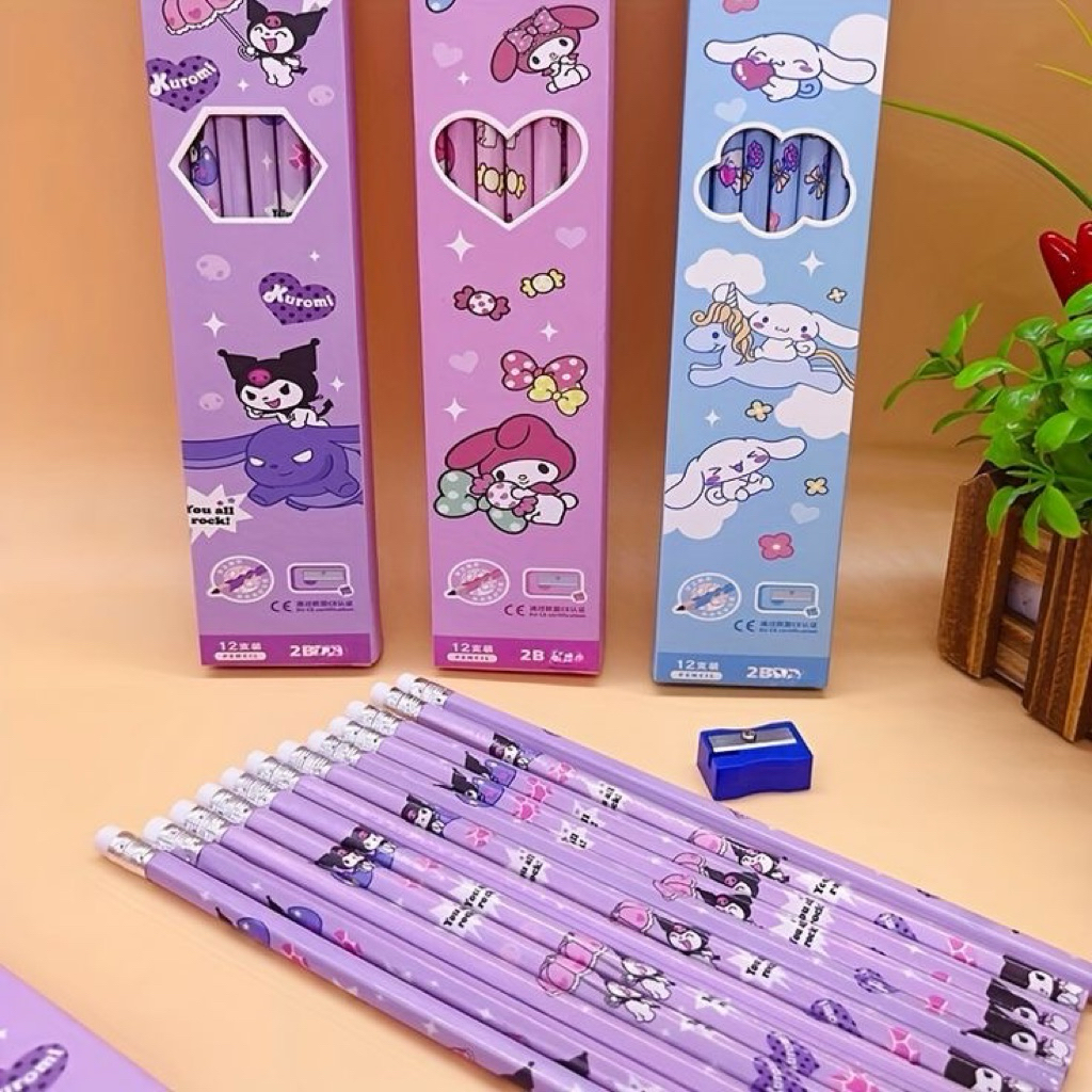 

LT01 Pensil 2B Hello Kitty, My Melody, Kuromi, Cinnamoroll, Pomppompurin per 1pc TL MKY