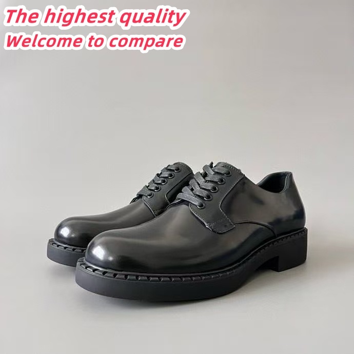 PRADA shiny leather casual leather shoes black men's style 4180567