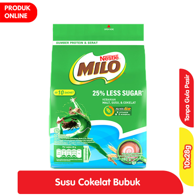 

Milo Minuman Cokelat Less Sugar Bag 10 x 28 g