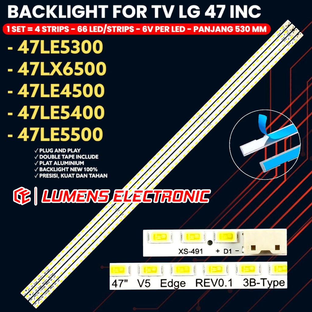 BACKLIGHT TV LED LG 47 INCH 47LE4500 47LE5300 47LE5400 47LE5400 47LE5500 47LX6500 47LE 47LX 66K BL