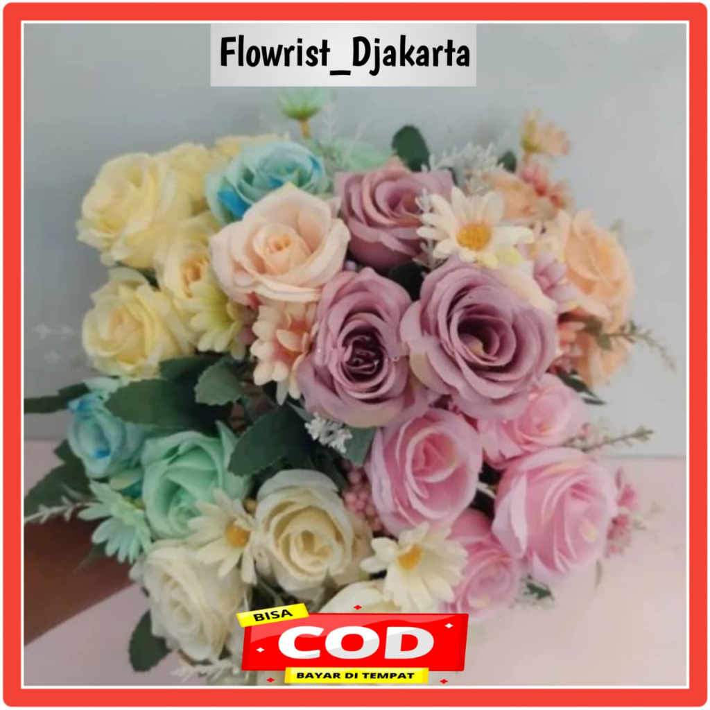 Bunga Artificial Mawar daisy / Bunga Hiasan Tangkai / Rangkai Bunga Dekorasi / 1 Lusin