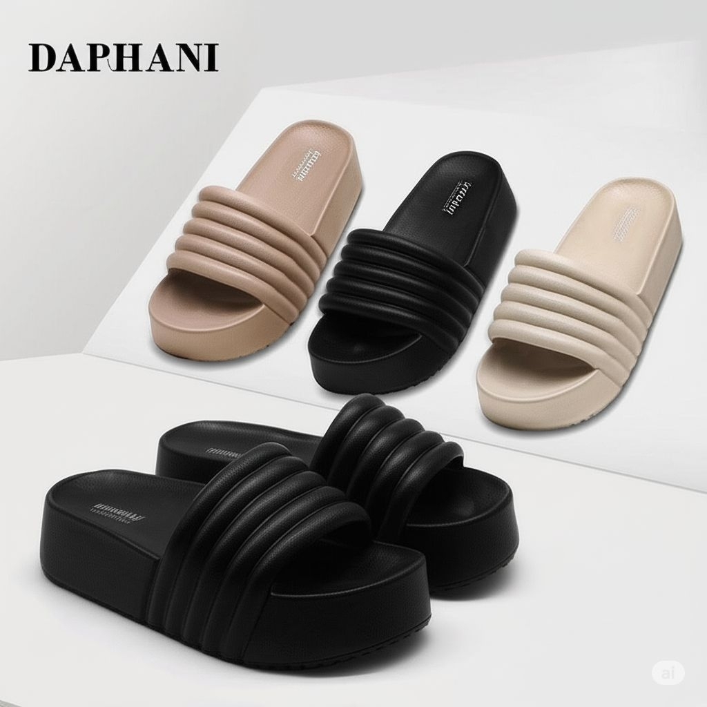 Sandal Platform Wanita DAPHANI Sandal Karet Tebal Empuk Anti Slip
