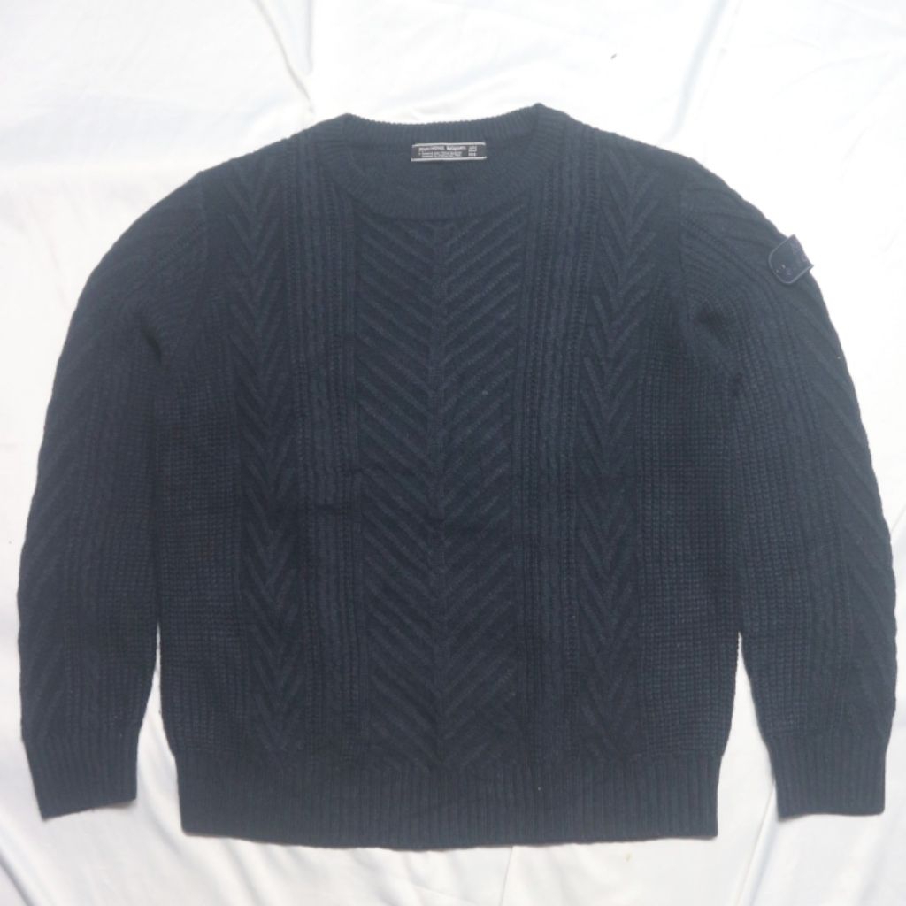 JMB JEAN MICHEL BASQUIAT Cable Textured Kepang WON BIN Korea Aktor Navy Knitwear Sweater Sweatshirt 