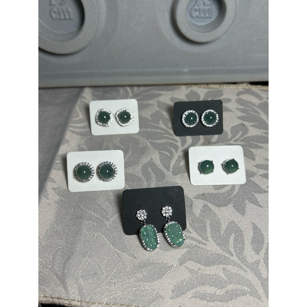 Anting-Anting Giok Blue Water Jade Grade A Guatemala Earring Giok Asli 100% [COPPER]