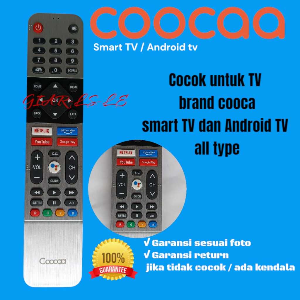 remote cooca SILVER smart tv android tv REMOT TV LED COOCAA COOCA cocaa ANDROID SMART 32S3G 32S5G 32