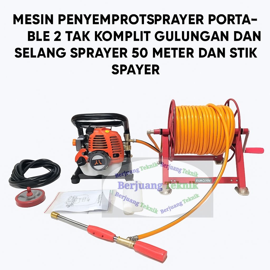 MESIN PENYEMPROT TANAMAN DAN LAHAN PERTANIAN SEMPROTAN HAMA 2 TAK KOMPLIT GULUNGAN DAN SELANG SPRAYE
