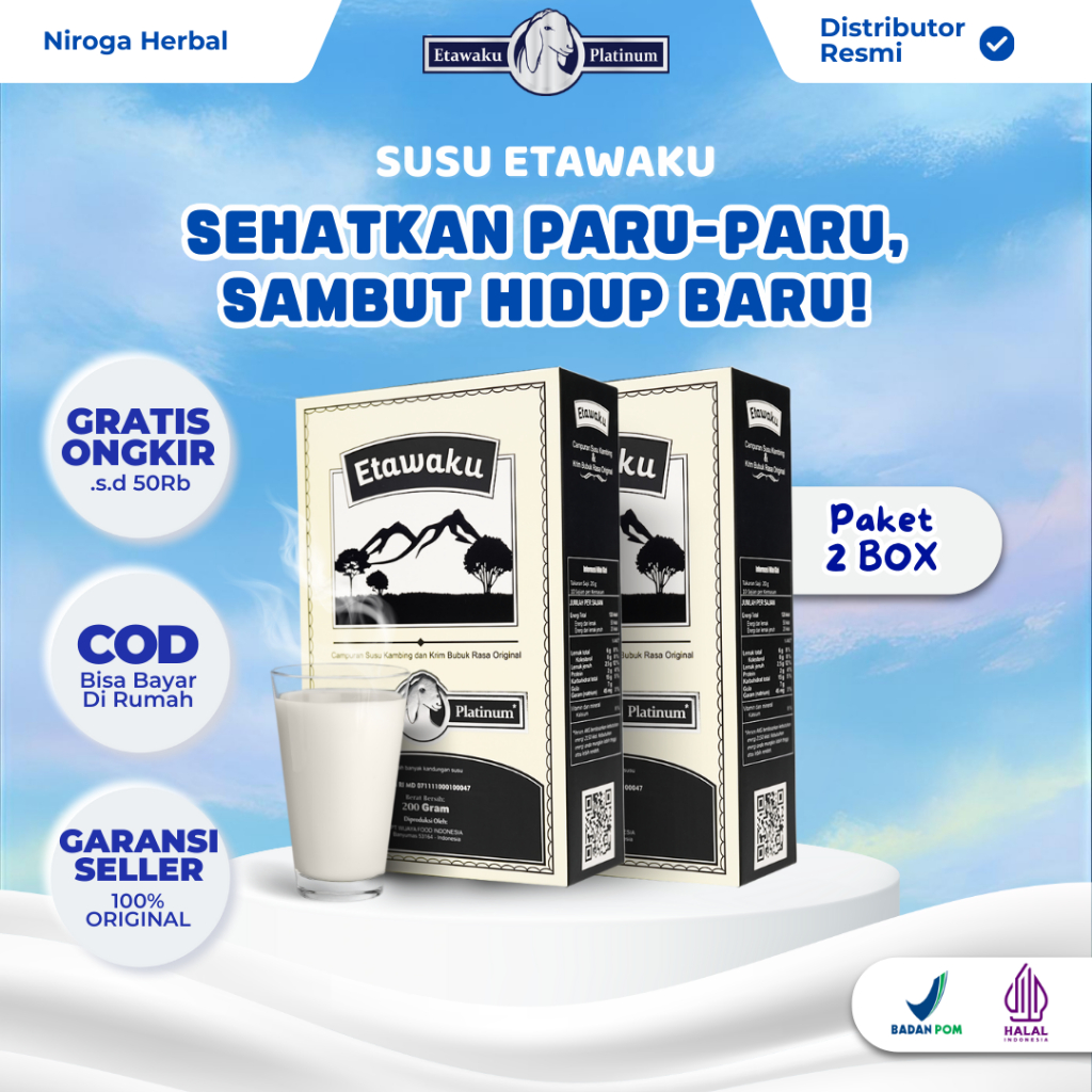 

PROMO MERDEKA Etawaku Platinum Susu Etawa [2 BOX ORI] – HALAL BPOM, Atasi Masalah Paru & Pernapasan