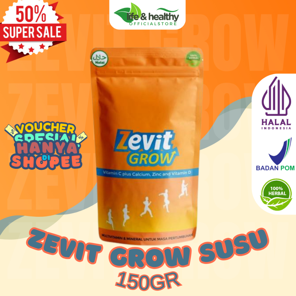 [FLASH SALE] ZEVIT GROW SUSU - PENINGGI BADAN ALAMI ORI BPOM ANAK REMAJA DEWASA NAIK 4CM - 15CM