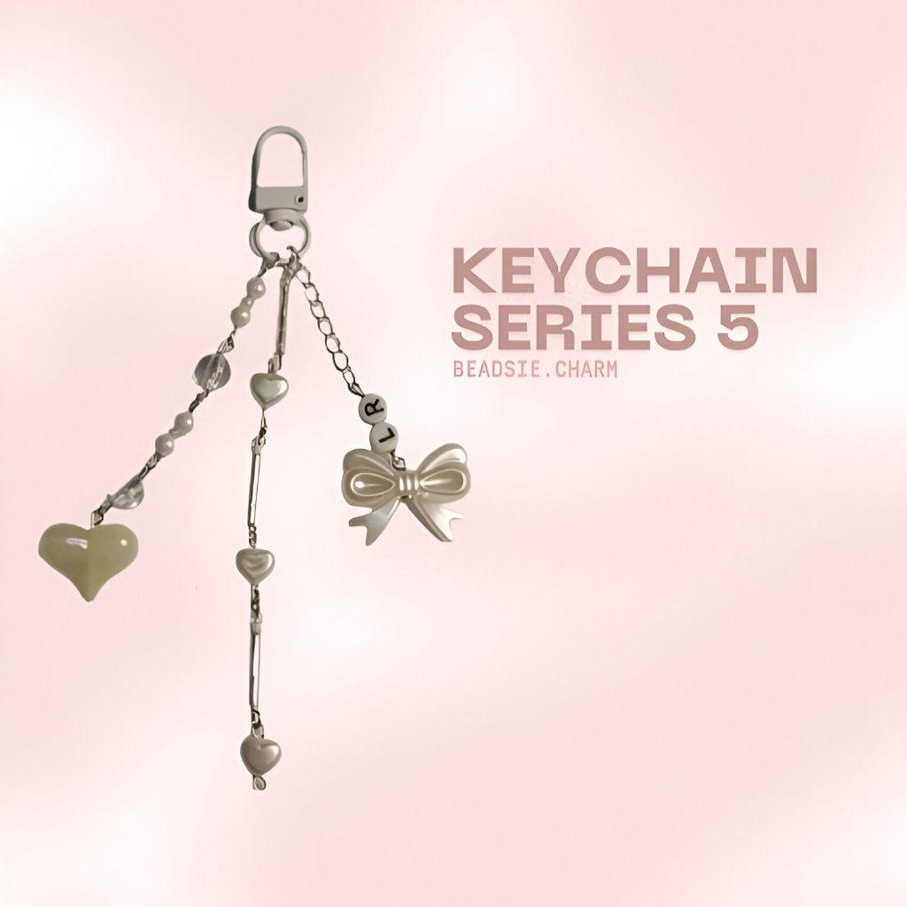 Gantungan Tas  Panjang Pita Putih Mutiara Lucu