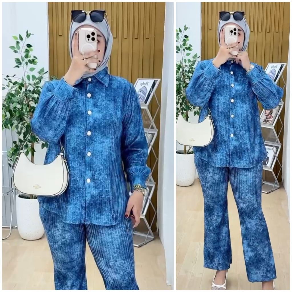arshila setelan blus kemeja kaos knit rajut import kancing busui kekinian