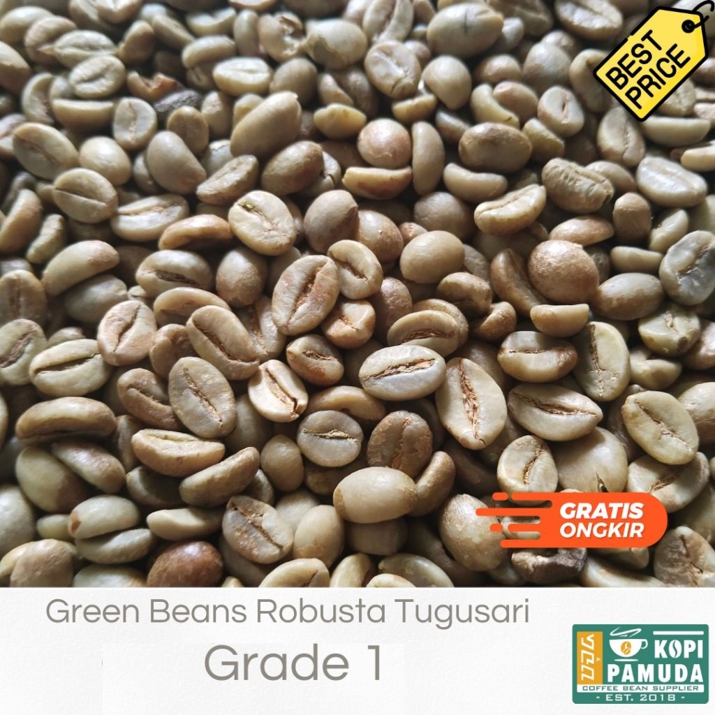 

1Kg Green Beans Biji Kopi Robusta Grade 1 Tugusari Biji Besar Super