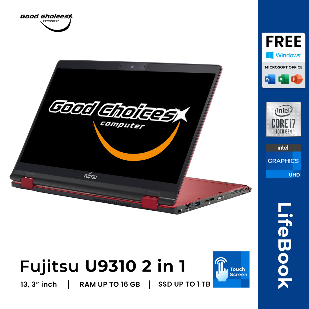 Laptop Fujitsu LifeBook U9310 2 in 1 RED edition Touchscreen Intel Core I7 Gen 10 Ram 16 Gb Ssd 1 TB