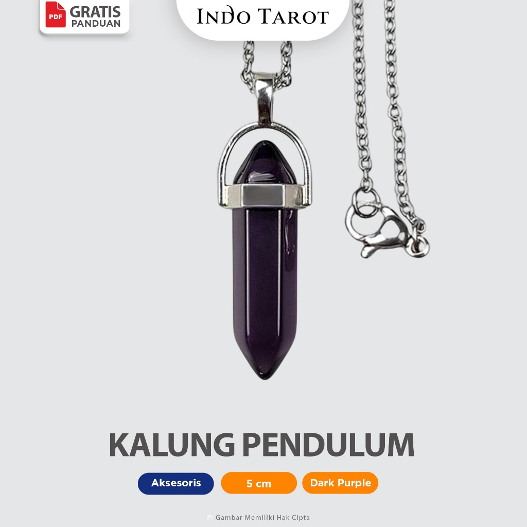 Kalung Meditasi Pendulum Kristal Dark Purple - Liontin Batu Permata