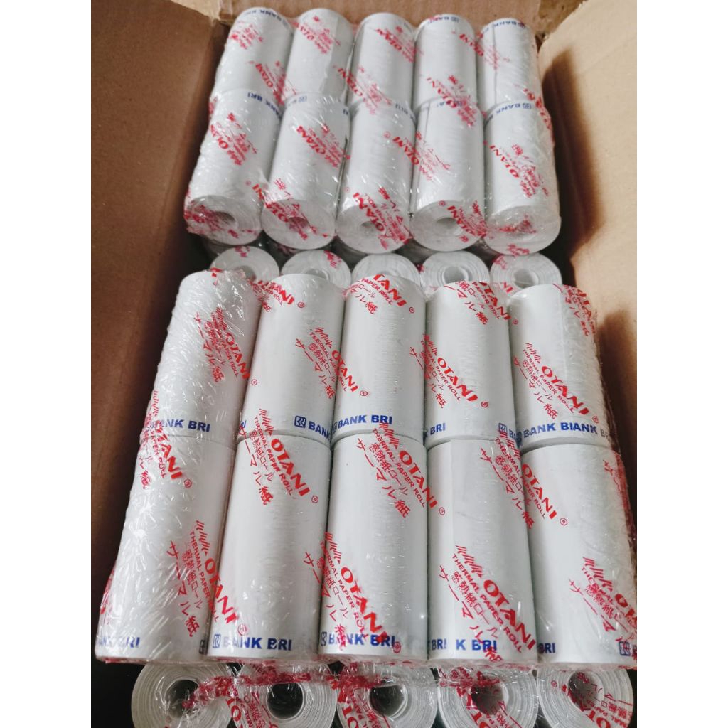 

kertas thermal logo Bank BRI ukuran 58x30mm isi 10 Roll