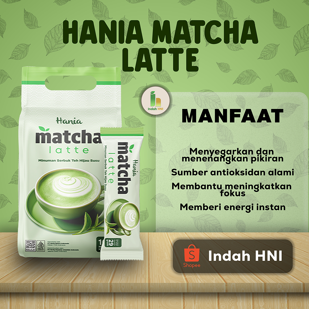 

HANIA MATCHA LATTE HNI HPAI – Minuman Serbuk Teh Hijau Susu | Nikmat & Praktis Disajikan | Isi 10 Sachets @29g
