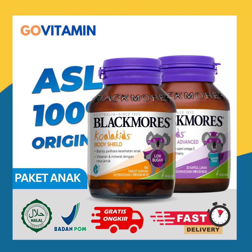 Paket Blackmores Koala Kids Body Shield + Study Buddy Advance - Vitamin Anak Immune & Minyak Ikan