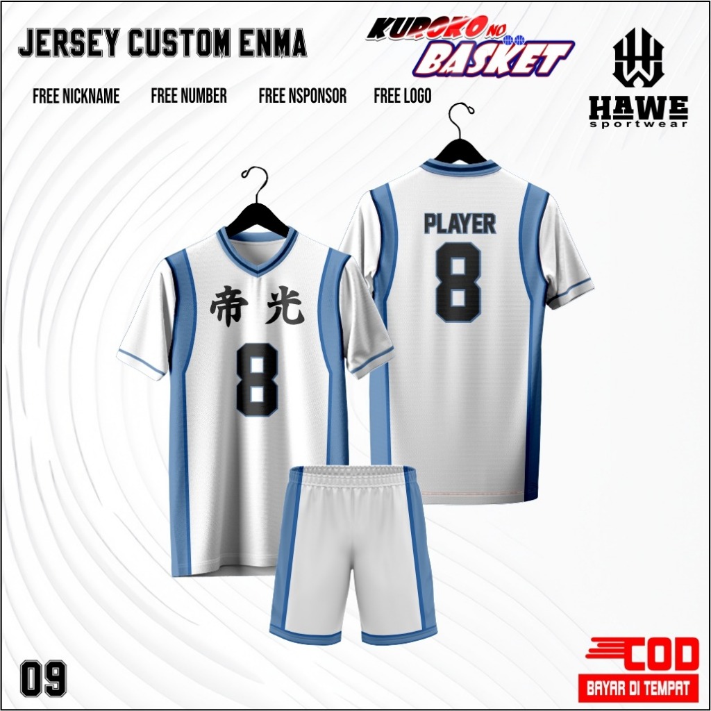 JERSEY CUSTOM ANIME  KUROKO BASKET 09 TERBARU  2025 Premium Gratis Pasang Nama