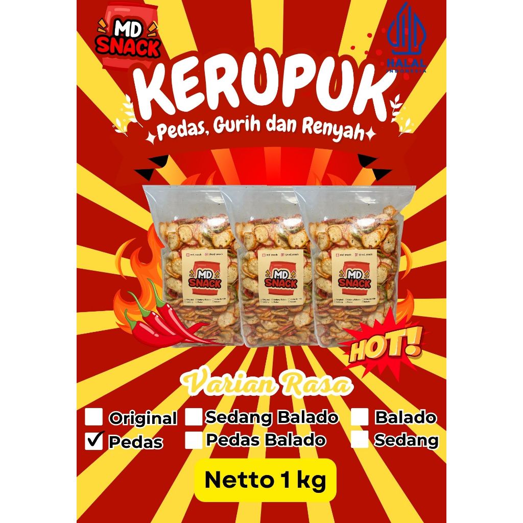 

Kerupuk Seblak 1000Gram/1kg Pedas Daunjeruk