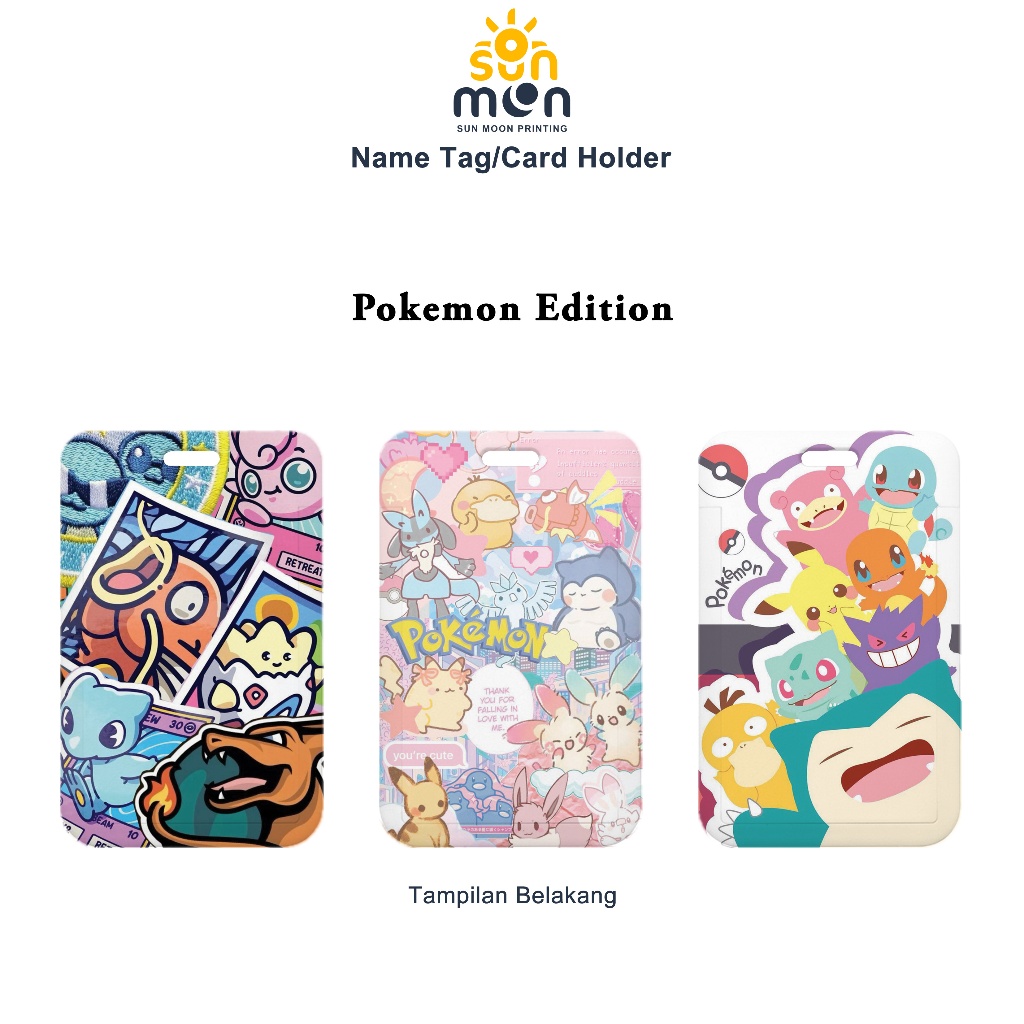 

Sun Moon Printing Card Holder Pokemon Edition Nametag Tanpa Tali Souvenir Hadiah Anak Kado Tempat Simpan Kartu Lucu Pokemon
