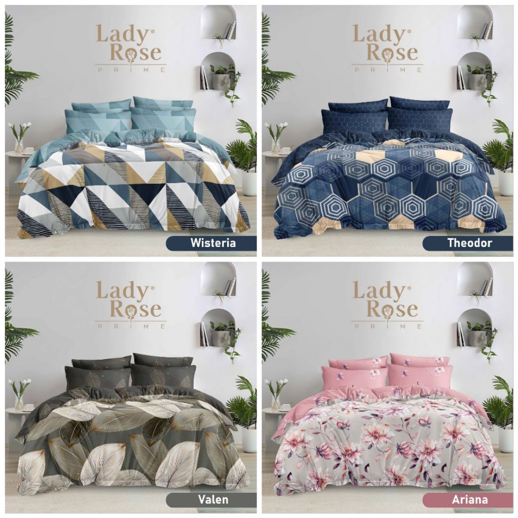 Bedcover Lady Rose / Satu Set Bedcover Lady Rose Flat Ukuran 160x200 Tinggi 30 cm