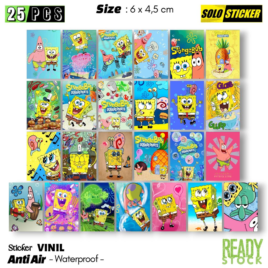 

Sticker Vinil SpongeBob Waterproof Sticker Laptop Paper Stationery Tumbler Koper HP Diary Notebook