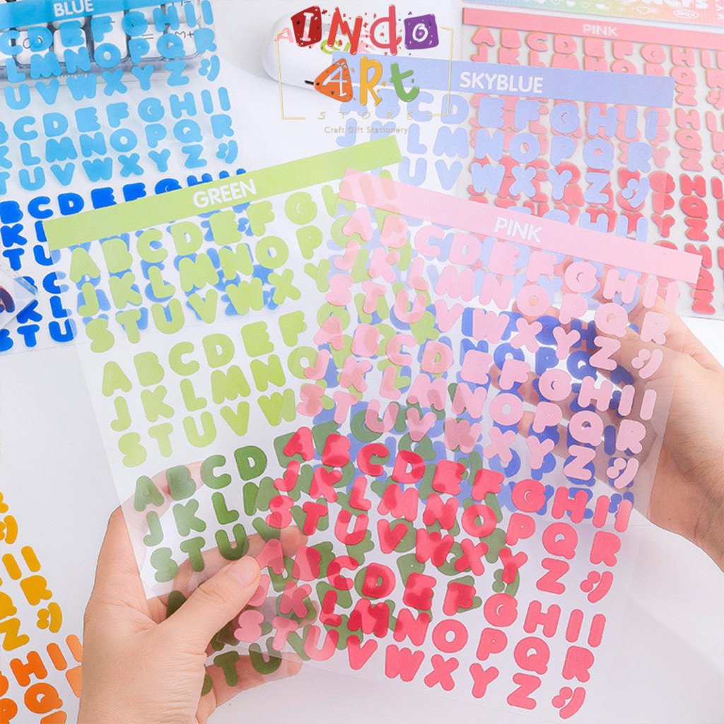 

(IAS) 8 Lembar Stiker Huruf Angka Alfabet Alphabet Capital Kaligrafi Pelangi Dekoratif Stiker Rainbow Colorful Pastel