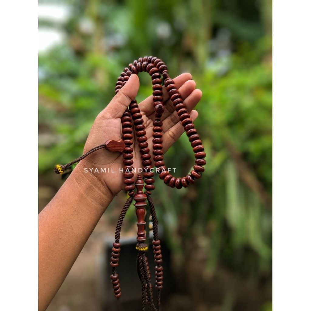 Tasbih benang tijani akar nagasari dim pipih 7x12mm