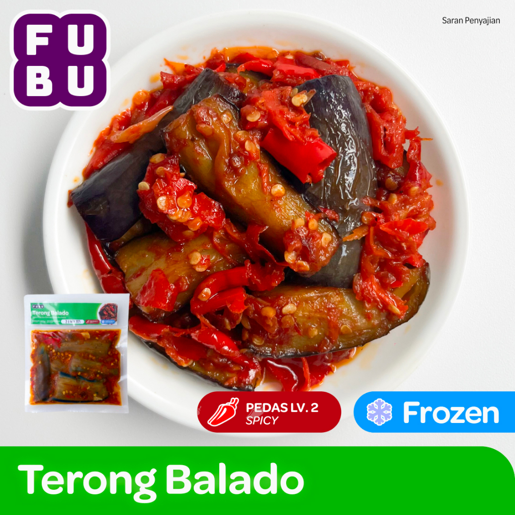 

FUBU Terong Balado - Sambal Goreng Pedas Manis khas Padang - Satu Porsi Lauk Instan Frozen Food