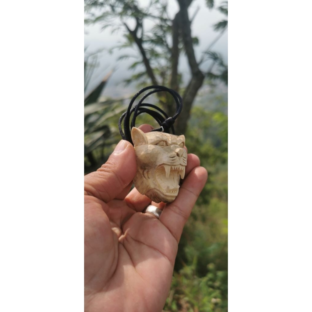 Kalung Kayu Kaboa Asli Garut Motip Macan Buhun Original