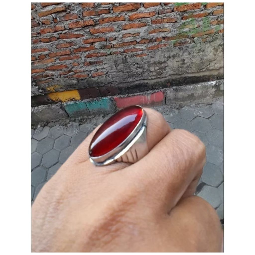 Cincin Batu Delima Merah Siem Pandan Jumbo Mban Monel Tanam