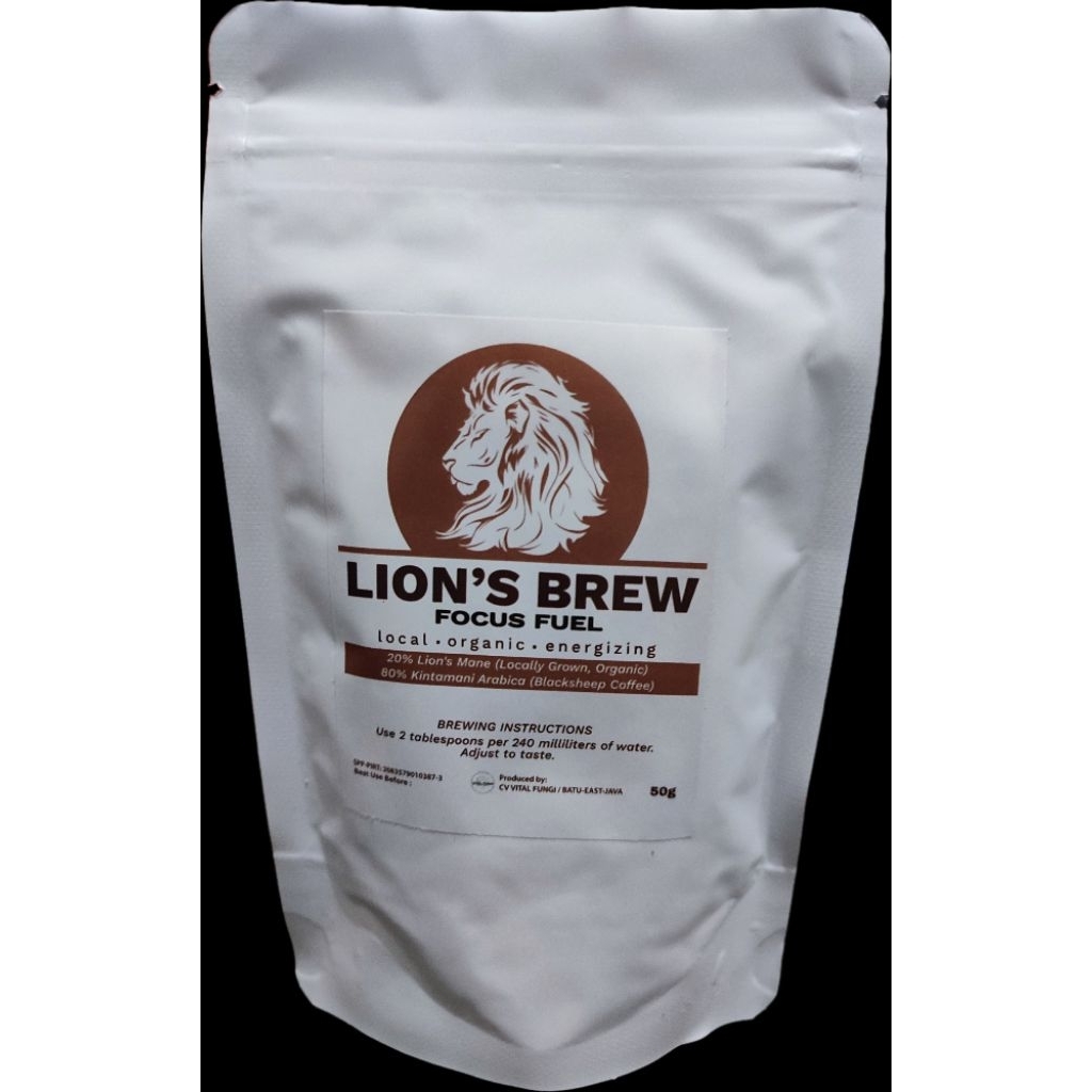 

LION'S BREW Kopi Lion's Mane 200 gram Arabica Kintamani 80% Lions Mane Powder 20% Brain Booster