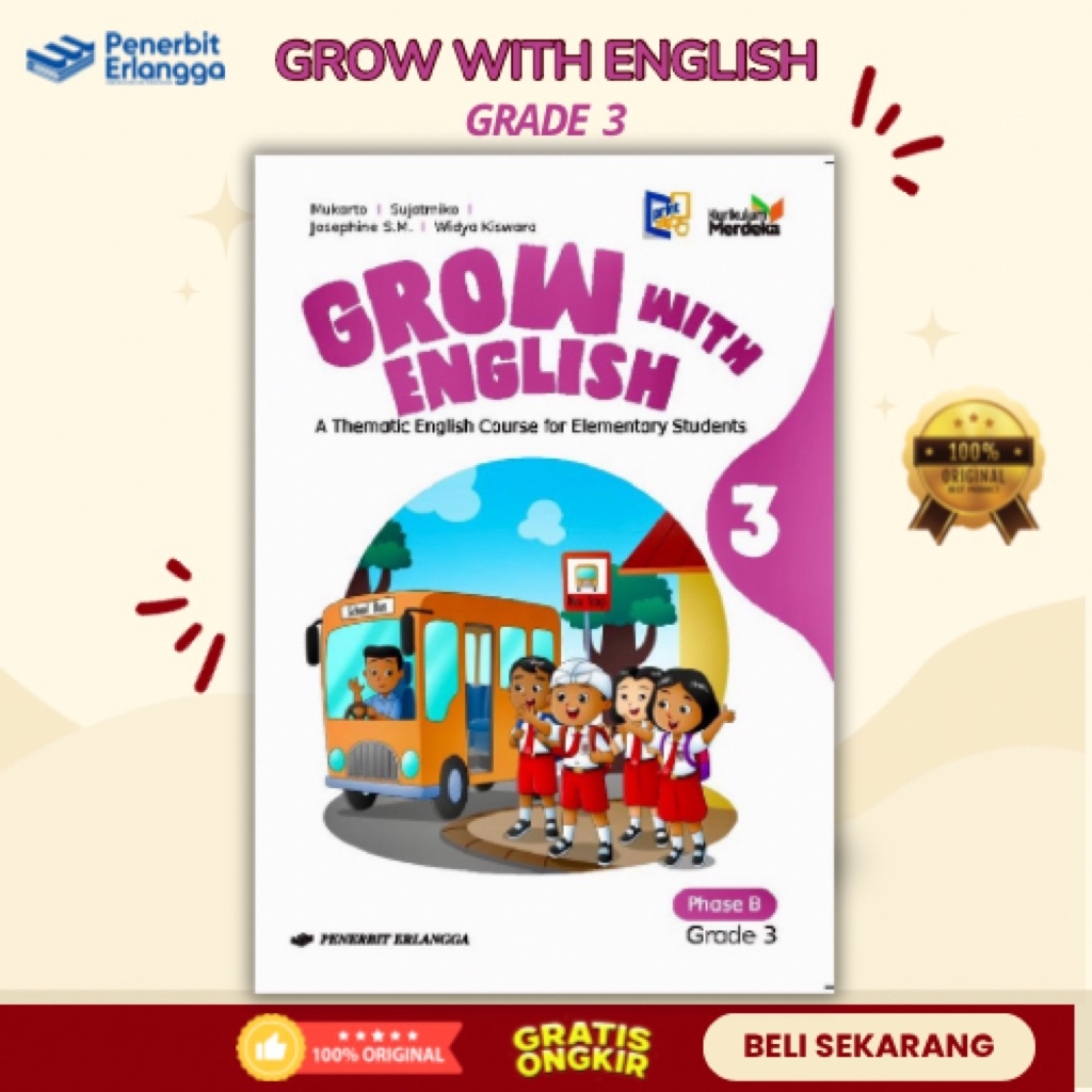 Buku GROW WITH ENGLISH SD/MI Kelas 3 - Penerbit Erlangga