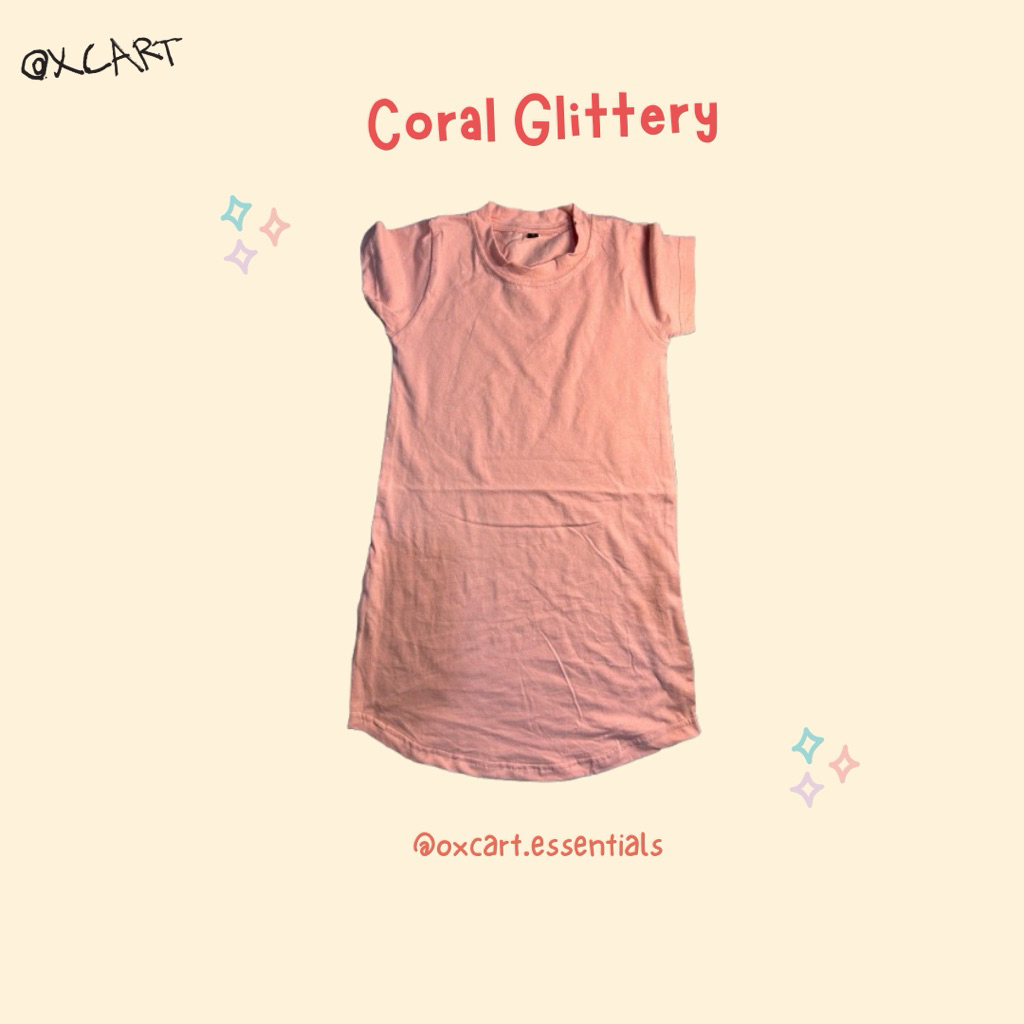 Dress Anak Perempuan Pink Coral Glitter - Baju Anak Cewek Pink Coral Motif Glitter Katun Adem Casual