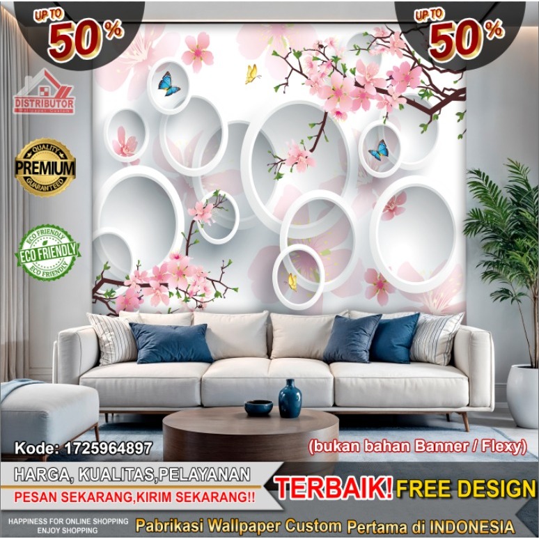 Wallpaper Dinding Custom 3D Mural | Wallpaper Mural | Wallpaper Dinding | Wallsticker | Wallpaper Ka
