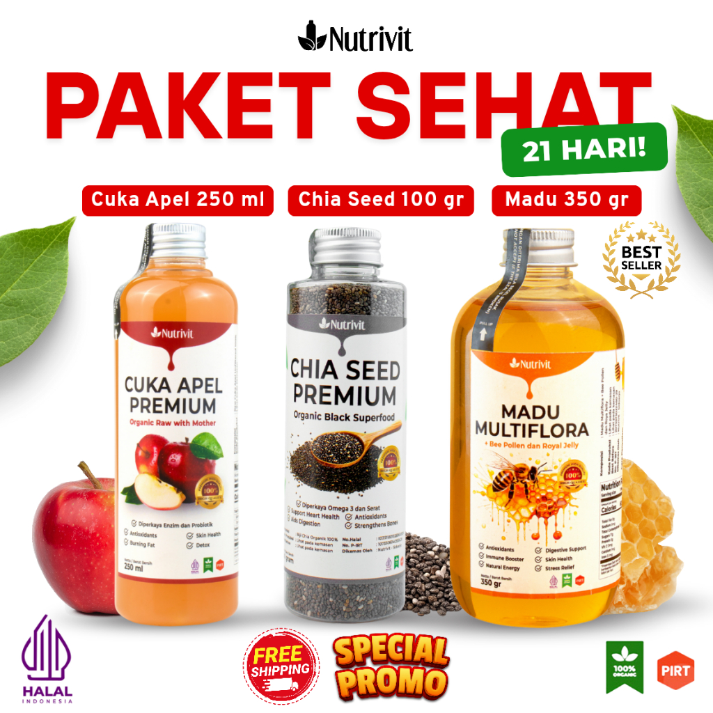 

Paket Sehat Madu Multiflora 350gr Chiaseed 100gr Cuka Apel Original 250ml