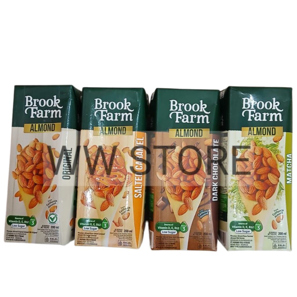 

Minuman susu kacang badam RENDAH GULA halal MUI Diamond BrookFarm Brook Farm LOW SUGAR Original Dark Chocolate Salted Caramel Matcha ALMOND MILK 200ml