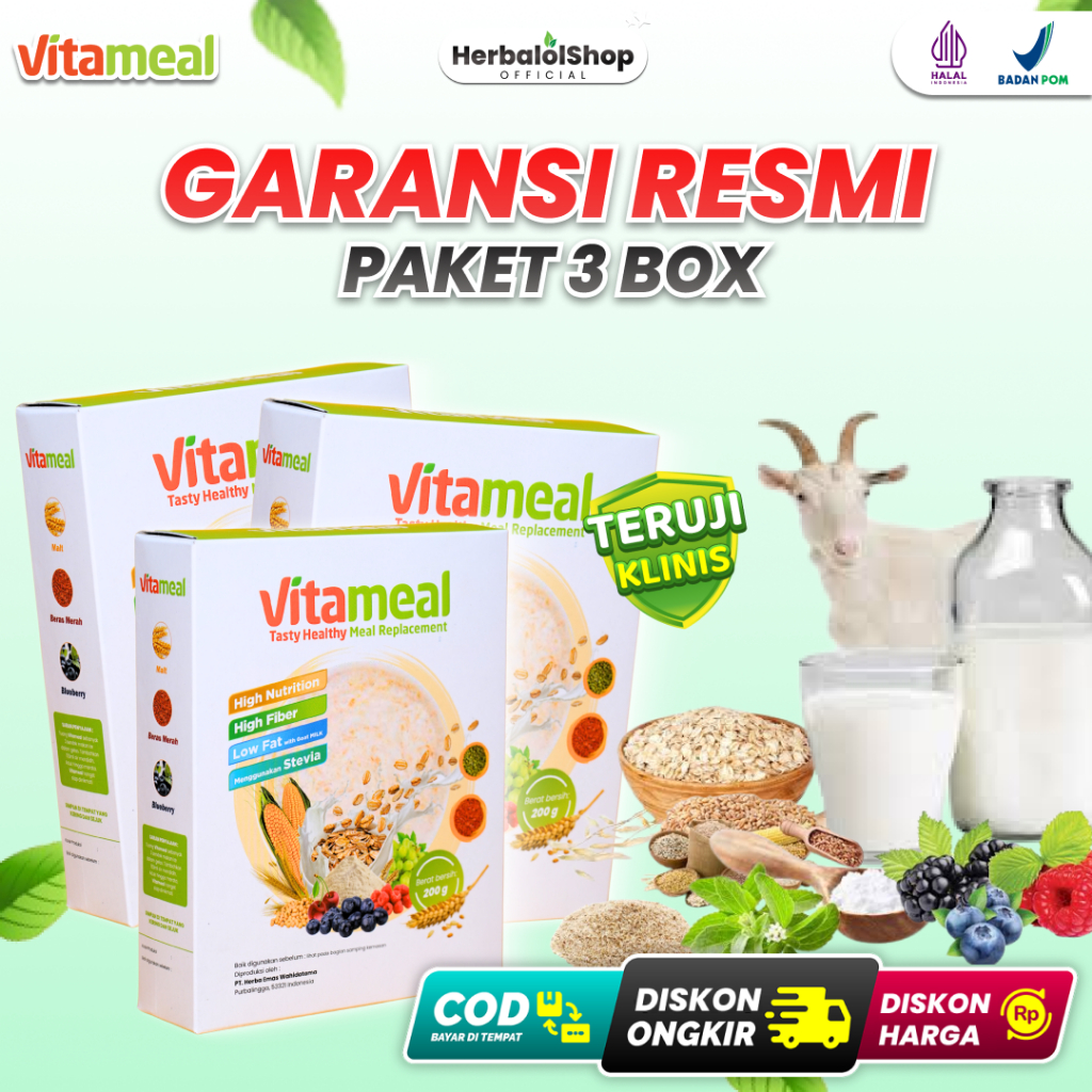 

Vitameal Sereal Multigrain Paket 3 Box Atasi Gula Darah Tinggi dan Diabetes Kronis