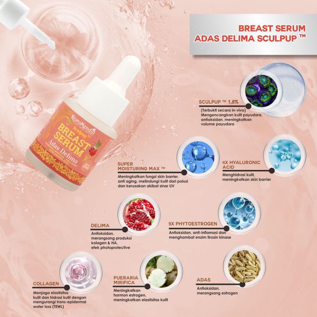 Roro Mendut Adas Delima + Sculpup ™  Breast Serum Original Mengencangkan, Menutrisi dan Menghidrasi