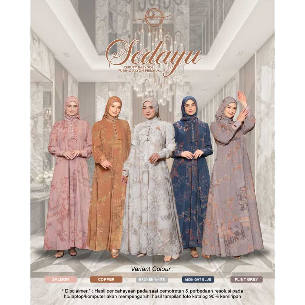 PO SEDAYU FAMSET MOM STYLE A by Zameera Ori Terbaru, Gamis Motif, Gamis Ceruty Babydoll Premium, Gam
