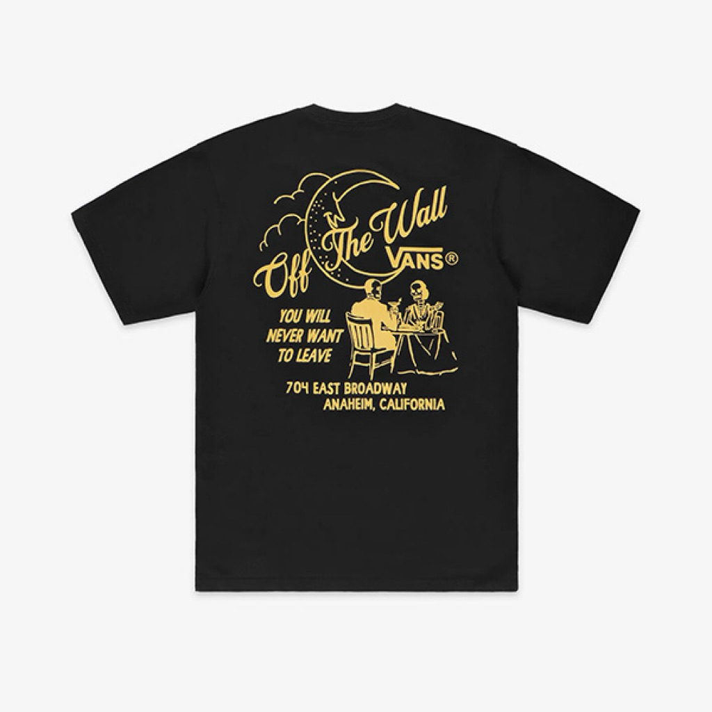 VANS Off the Wall "Fine Dining" T-Shirt Black Size XL Kaos Unisex