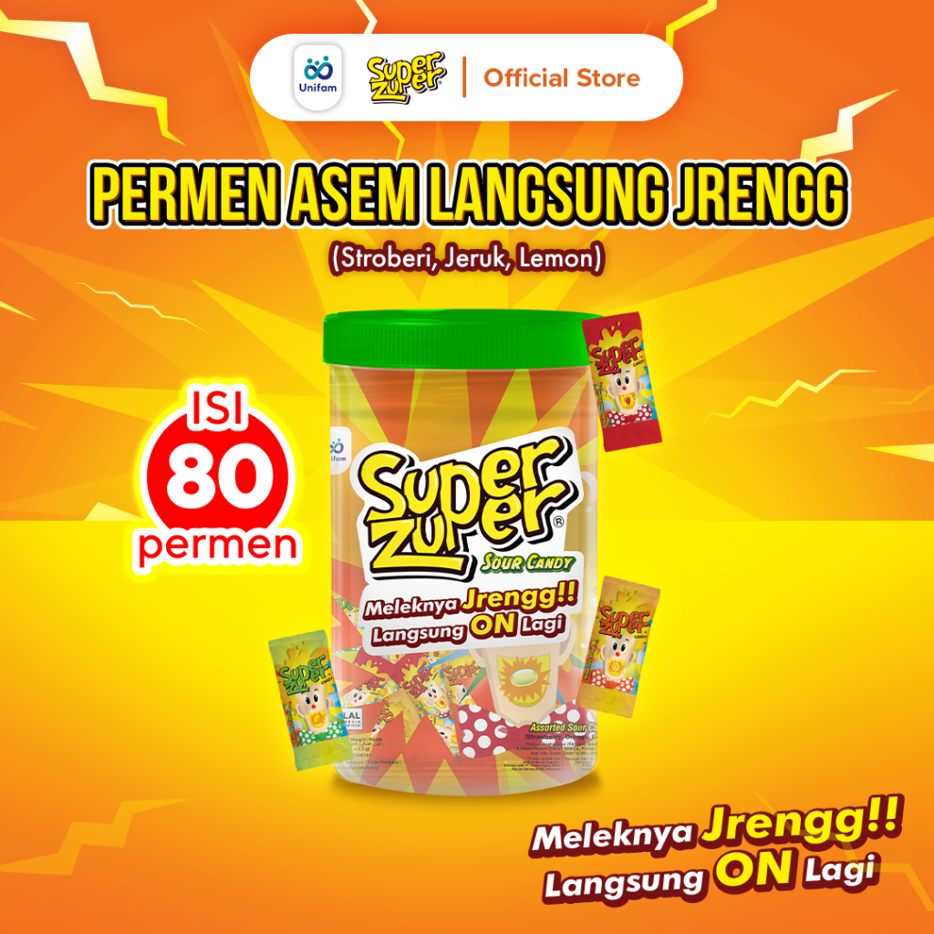 

Super Zuper Permen Asem Toples (isi 80 Pcs) - Sour Candy