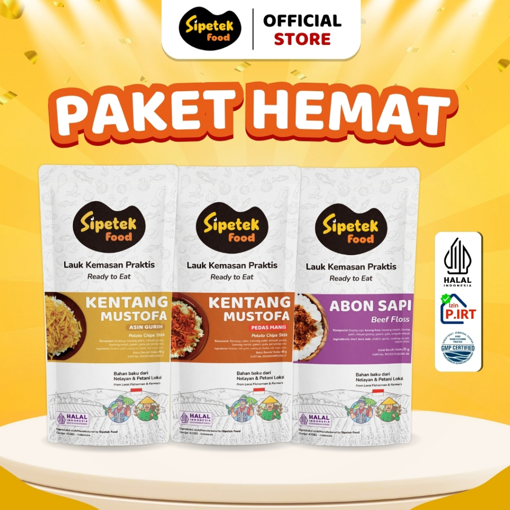 

[PAKET HEMAT 3pcs] Kentang Pedes Manis & Asin Gurih, Abon Sapi Lauk Praktis PROMO LIVE 27.999