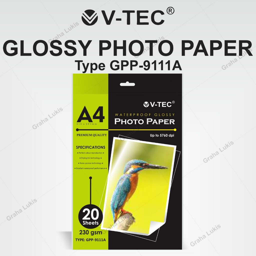 

V-TEC Glossy Photo Paper A4 230 gsm GPP-9111A & GPP-9128