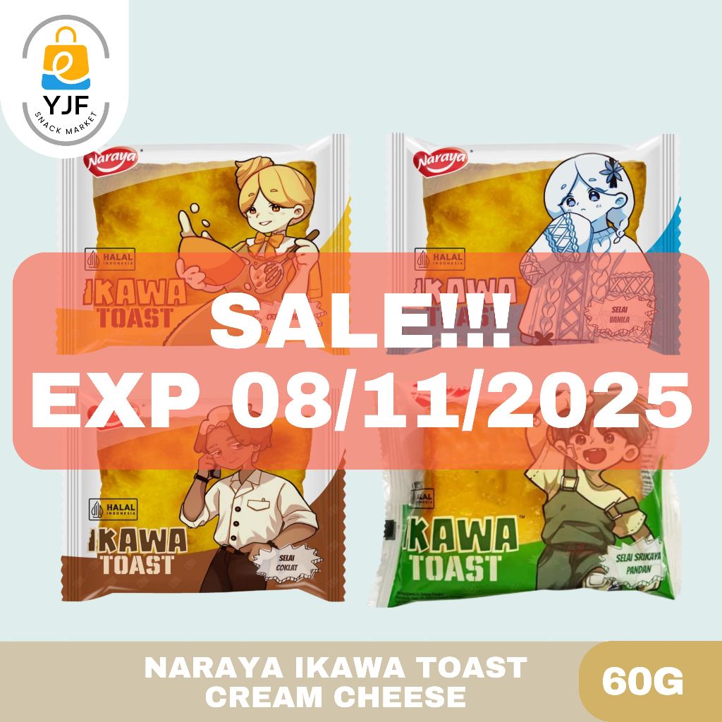 

Naraya Ikawa Toast / Roti Panggang Cream Cheese / Toast Coklat / Pandan Kaya Toast / Roti Toast Vanila (EXP ; 08-11-2025)