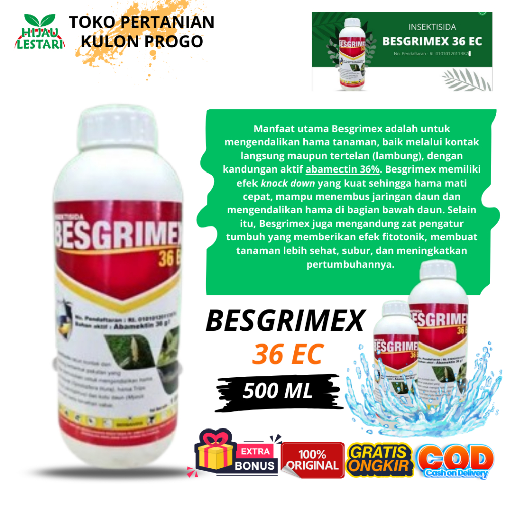 Besgrimex 36ec Abamektin 36g/l 1 Liter Ampuh Atasi Hama Tanaman Abamectin Tertinggi Dikelasnya Besgr