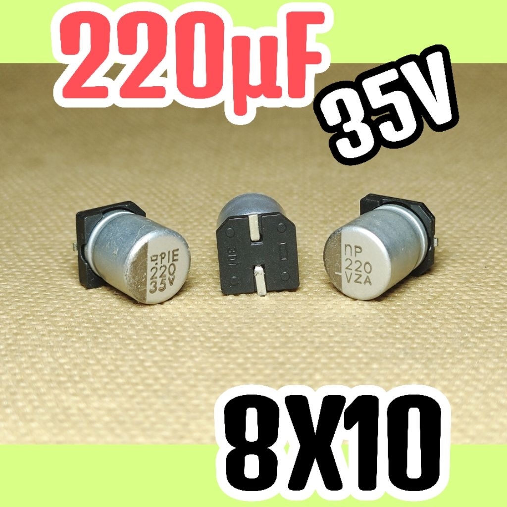 Solid kapasitor capasitor elko elco SMD 35v 220uf 35v 220 uf 35 v 35 volt 8x10 ORIGINAL