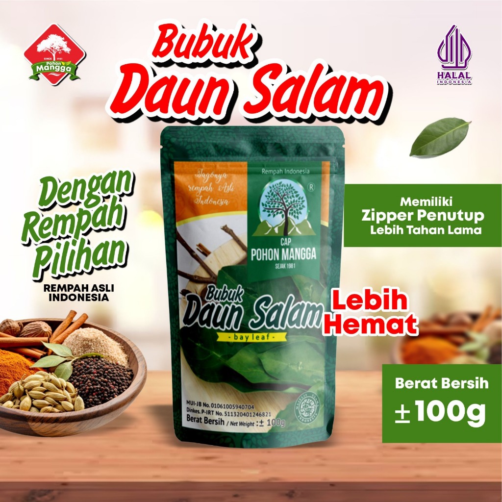 

(POUCH) Daun Salam Bubuk Cap Pohon Mangga 100gr