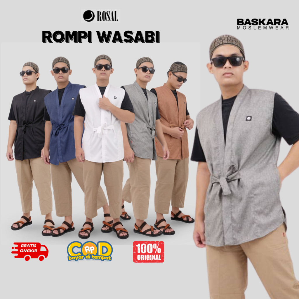 Rompi Wasabi Rosal Rompi Sholat Ala Kimono Jepang Outer Bahan Katun Madinah Outwear Pria Muslim